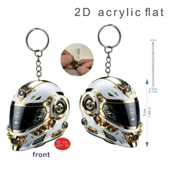 2d-motorcycle-helmet-keychain-whimsical-var3-1789471351913-228 2d Motorcycle Helmet Keychain Whimsical Pendant Flat Acrylic Ornament Charm For Car Bag Party Móc Treo Đeo Thoại, Standee, Móc Khoá In Theo Yêu Cầu, Chất Liệu Mica Dày 4mm, Kích Thước 5.5 Cm, Có In Test Mẫu