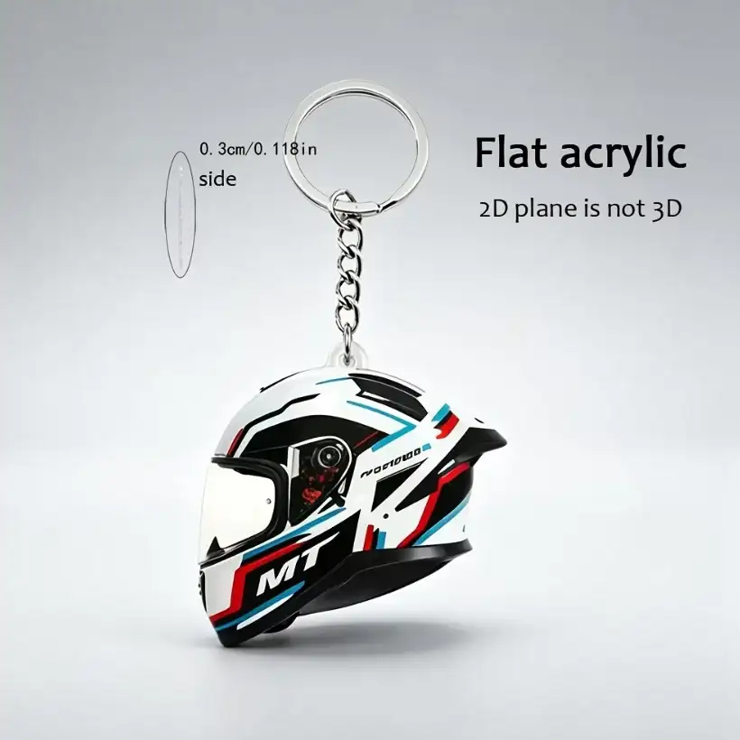 2d-motorcycle-helmet-keychain-whimsical-var5-1789471355329-769 2d Motorcycle Helmet Keychain Whimsical Pendant Flat Acrylic Ornament Charm For Car Bag Party Móc Treo Đeo Thoại, Standee, Móc Khoá In Theo Yêu Cầu, Chất Liệu Mica Dày 4mm, Kích Thước 5.5 Cm, Có In Test Mẫu