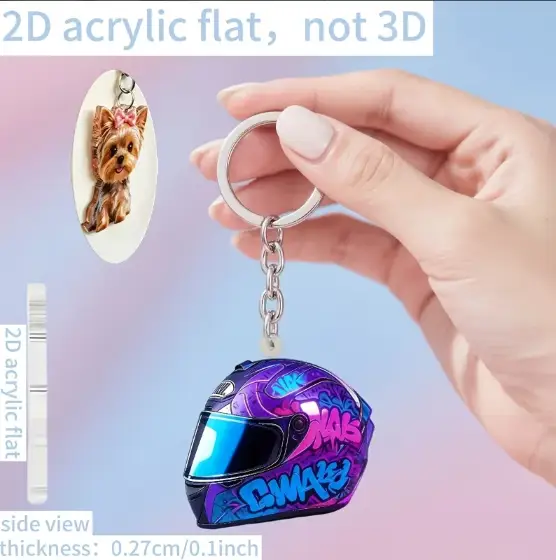 2d-motorcycle-helmet-keychain-whimsical-var7-1789471358659-284 2d Motorcycle Helmet Keychain Whimsical Pendant Flat Acrylic Ornament Charm For Car Bag Party Móc Treo Đeo Thoại, Standee, Móc Khoá In Theo Yêu Cầu, Chất Liệu Mica Dày 4mm, Kích Thước 5.5 Cm, Có In Test Mẫu