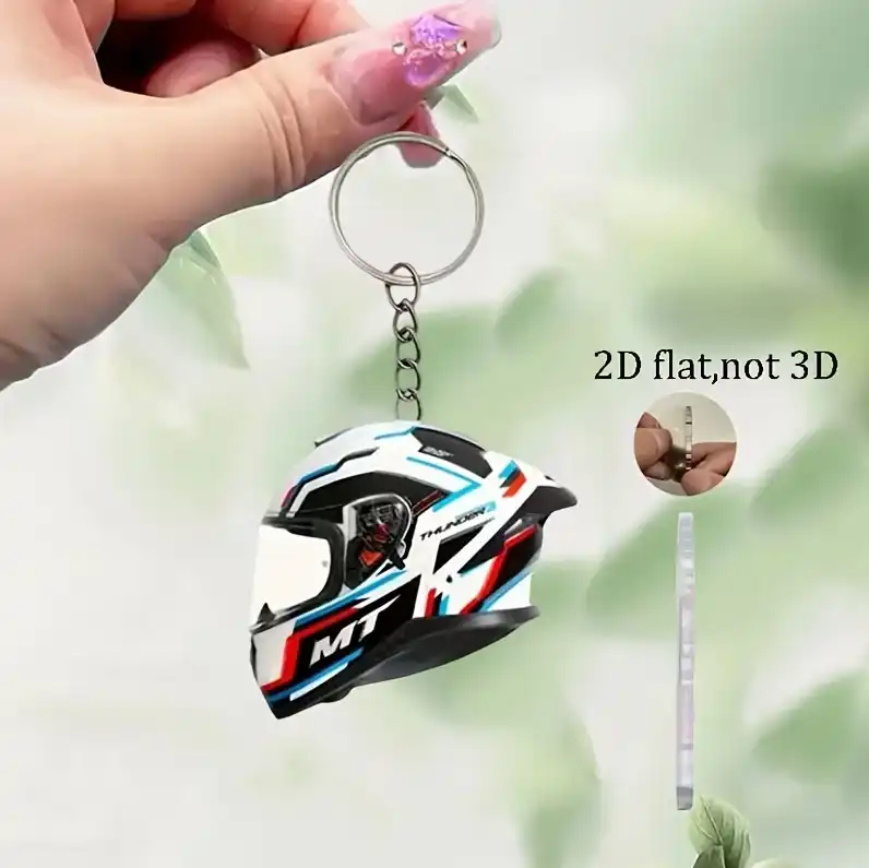 2d-motorcycle-helmet-keychain-whimsical-var8-1789471360386-738 2d Motorcycle Helmet Keychain Whimsical Pendant Flat Acrylic Ornament Charm For Car Bag Party Móc Treo Đeo Thoại, Standee, Móc Khoá In Theo Yêu Cầu, Chất Liệu Mica Dày 4mm, Kích Thước 5.5 Cm, Có In Test Mẫu