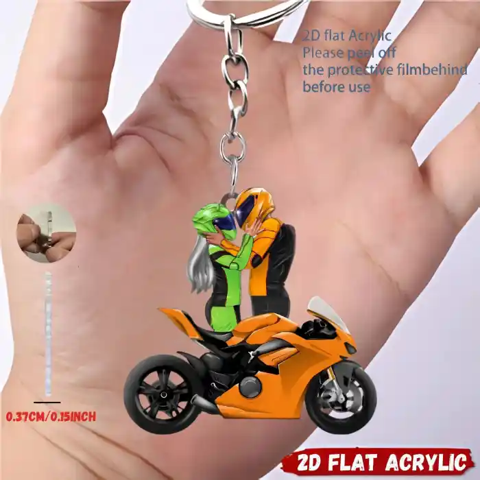 2d-motorcycle-keychain-moto-themed-penda-var6-1789517734744-32 2d Motorcycle Keychain Moto Themed Pendant Kissing Couple Flat Acrylic Ornament Hanging Móc Treo Đeo Thoại, Standee, Móc Khoá In Theo Yêu Cầu, Chất Liệu Mica Dày 4mm, Kích Thước 5.5 Cm, Có In Test Mẫu