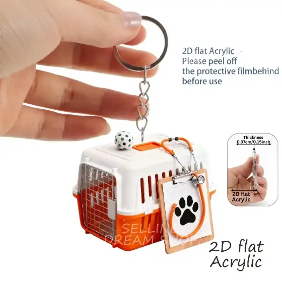 2d Pet Theme Keychain Acrylic Veterinary Care Pendant Car Keys For Women Backpacks Decor Home Móc Treo Đeo Thoại, Standee, Móc Khoá In Theo Yêu Cầu, Chất Liệu Mica Dày 4mm, Kích Thước 5.5 Cm, Có In Test Mẫu