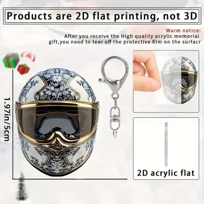 2d Porcelain Helmet Keychain Flat Acrylic Pendant Ornament Charms For Bag Decoration Festive Móc Treo Đeo Thoại, Standee, Móc Khoá In Theo Yêu Cầu, Chất Liệu Mica Dày 4mm, Kích Thước 5.5 Cm, Có In Test Mẫu