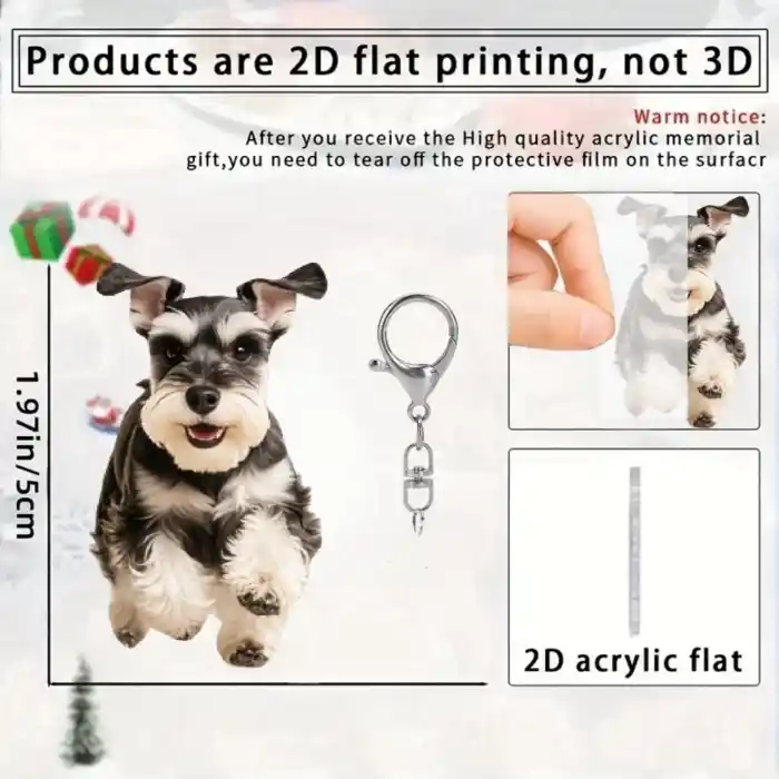 2d Running Schnauzer Keychain Set 15pcs Puppy Acrylic Pendant Charm For Car Bag Festive Party Móc Treo Đeo Thoại, Standee, Móc Khoá In Theo Yêu Cầu, Chất Liệu Mica Dày 4mm, Kích Thước 5.5 Cm, Có In Test Mẫu