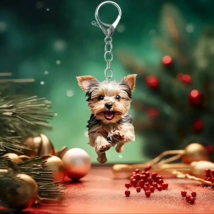 2d Running Yorkshire Terrier Keychain Cute York Puppy Acrylic Pendant Flat Ornament,decor For Móc Treo Đeo Thoại, Standee, Móc Khoá In Theo Yêu Cầu, Chất Liệu Mica Dày 4mm, Kích Thước 5.5 Cm, Có In Test Mẫu