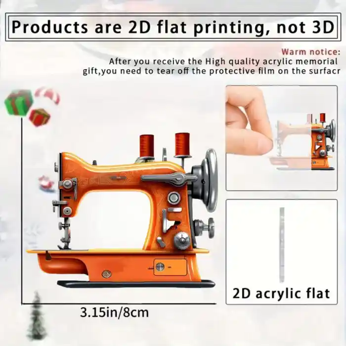 2d Sewing Machine Pendant Fashion Themed Keychain Flat Acrylic Ornament Charms Hanging Car Móc Treo Đeo Thoại, Standee, Móc Khoá In Theo Yêu Cầu, Chất Liệu Mica Dày 4mm, Kích Thước 5.5 Cm, Có In Test Mẫu
