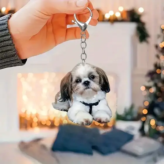 2d Shih Tzu Keychain Cute Dog Acrylic Pendant Puppy Versatile Charm Decor For Car Mirror Móc Treo Đeo Thoại, Standee, Móc Khoá In Theo Yêu Cầu, Chất Liệu Mica Dày 4mm, Kích Thước 5.5 Cm, Có In Test Mẫu