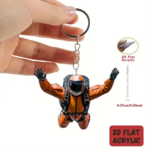 2d Sky Diving Keychain Skydiver Flat Acrylic Ornament Jumping Extreme Hanging Decoration For Móc Treo Đeo Thoại, Standee, Móc Khoá In Theo Yêu Cầu, Chất Liệu Mica Dày 4mm, Kích Thước 5.5 Cm, Có In Test Mẫu
