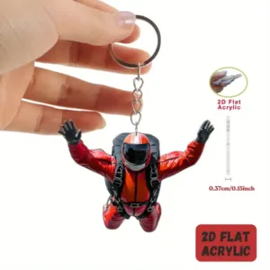 2d Sky Diving Keychain Skydiver Flat Acrylic Ornament Jumping Extreme Hanging Decoration For Móc Treo Đeo Thoại, Standee, Móc Khoá In Theo Yêu Cầu, Chất Liệu Mica Dày 4mm, Kích Thước 5.5 Cm, Có In Test Mẫu
