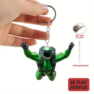 2d Sky Diving Keychain Skydiver Flat Acrylic Ornament Jumping Extreme Hanging Decoration For Móc Treo Đeo Thoại, Standee, Móc Khoá In Theo Yêu Cầu, Chất Liệu Mica Dày 4mm, Kích Thước 5.5 Cm, Có In Test Mẫu