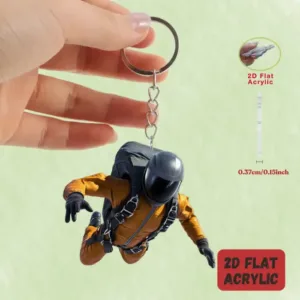 2d Sky Diving Keychain Skydiver Flat Acrylic Ornament Jumping Extreme Hanging Decoration For Móc Treo Đeo Thoại, Standee, Móc Khoá In Theo Yêu Cầu, Chất Liệu Mica Dày 4mm, Kích Thước 5.5 Cm, Có In Test Mẫu