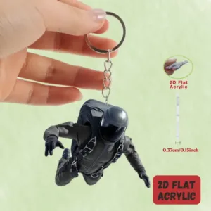2d Sky Diving Keychain Skydiver Flat Acrylic Ornament Jumping Extreme Hanging Decoration For Móc Treo Đeo Thoại, Standee, Móc Khoá In Theo Yêu Cầu, Chất Liệu Mica Dày 4mm, Kích Thước 5.5 Cm, Có In Test Mẫu