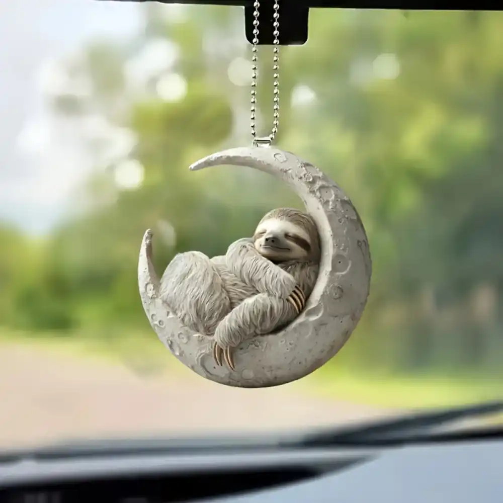 2d Sloth On The Moon Pendant Flat Acrylic Keychain Ornament Charms For Car Móc Treo Đeo Thoại, Standee, Móc Khoá In Theo Yêu Cầu, Chất Liệu Mica Dày 4mm, Kích Thước 5.5 Cm, Có In Test Mẫu