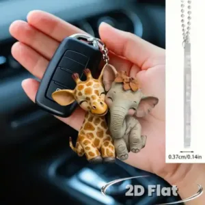 2d Smiling Giraffe Keychain Charm Festive Decor Hanging Ornament Acrylic Car Backpack Móc Treo Đeo Thoại, Standee, Móc Khoá In Theo Yêu Cầu, Chất Liệu Mica Dày 4mm, Kích Thước 5.5 Cm, Có In Test Mẫu