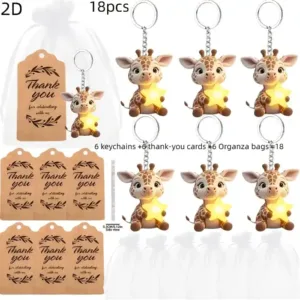 2d Smiling Giraffe Keychain Charm Festive Decor Hanging Ornament Acrylic Car Backpack Móc Treo Đeo Thoại, Standee, Móc Khoá In Theo Yêu Cầu, Chất Liệu Mica Dày 4mm, Kích Thước 5.5 Cm, Có In Test Mẫu