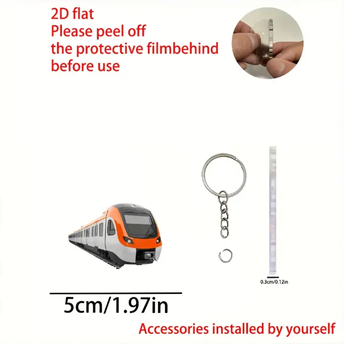 2d Subway Train Keychain Traffic Themed Key Pendant Acrylic Hanging Ornament For Móc Treo Đeo Thoại, Standee, Móc Khoá In Theo Yêu Cầu, Chất Liệu Mica Dày 4mm, Kích Thước 5.5 Cm, Có In Test Mẫu