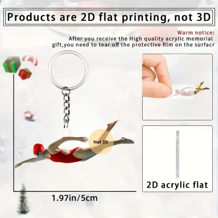2d Swimmer Keychain Sport Enthusiast Pendant Flat Acrylic Swimming Ornament Charms Hanging Móc Treo Đeo Thoại, Standee, Móc Khoá In Theo Yêu Cầu, Chất Liệu Mica Dày 4mm, Kích Thước 5.5 Cm, Có In Test Mẫu