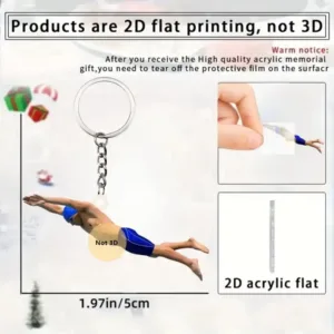 2d Swimmer Keychain Sport Enthusiast Pendant Flat Acrylic Swimming Ornament Charms Hanging Móc Treo Đeo Thoại, Standee, Móc Khoá In Theo Yêu Cầu, Chất Liệu Mica Dày 4mm, Kích Thước 5.5 Cm, Có In Test Mẫu
