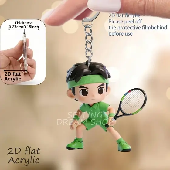 2d Vibrant Tennis Players Keychain 3/6pcs Sporty Theme Acrylic Pendant For Fans Ideal Móc Treo Đeo Thoại, Standee, Móc Khoá In Theo Yêu Cầu, Chất Liệu Mica Dày 4mm, Kích Thước 5.5 Cm, Có In Test Mẫu