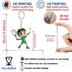 2d Vibrant Tennis Players Keychain 3/6pcs Sporty Theme Acrylic Pendant For Fans Ideal Móc Treo Đeo Thoại, Standee, Móc Khoá In Theo Yêu Cầu, Chất Liệu Mica Dày 4mm, Kích Thước 5.5 Cm, Có In Test Mẫu 2d Vibrant Tennis Players Keychain 3/6pcs Sporty Theme Acrylic Pendant For Fans Ideal Móc Treo Đeo Thoại, Standee, Móc Khoá In Theo Yêu Cầu, Chất Liệu Mica Dày 4mm, Kích Thước 5.5 Cm, Có In Test Mẫu