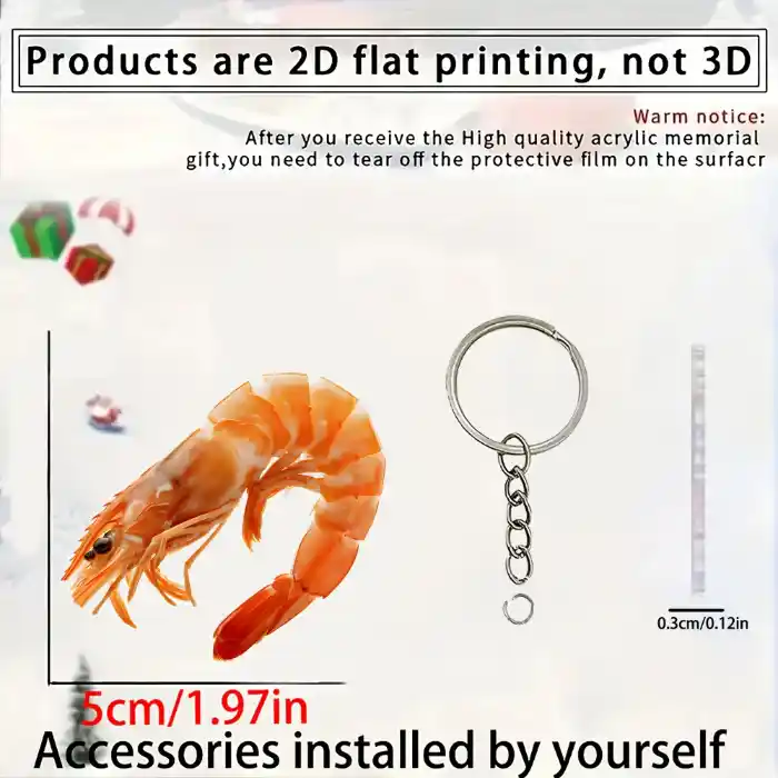 2d Vivid Shrimp Keychain 3/5/10pcs Acrylic Pendant Perfect For Backpacks Charms Home Decor Móc Treo Đeo Thoại, Standee, Móc Khoá In Theo Yêu Cầu, Chất Liệu Mica Dày 4mm, Kích Thước 5.5 Cm, Có In Test Mẫu