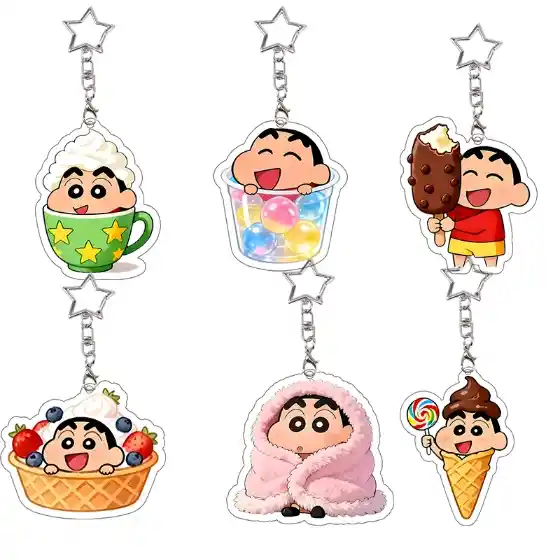 6 Set Shinnosuke Nohara Acrylic Keychain Crayon Shin-chan Food Bubble Tea Rice And Vegetable Móc Treo Đeo Thoại, Standee, Móc Khoá In Theo Yêu Cầu, Chất Liệu Mica Dày 4mm, Kích Thước 5.5 Cm, Có In Test Mẫu