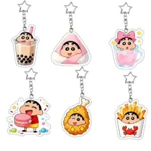 6 Set Shinnosuke Nohara Acrylic Keychain Crayon Shin-chan Food Bubble Tea Rice And Vegetable Móc Treo Đeo Thoại, Standee, Móc Khoá In Theo Yêu Cầu, Chất Liệu Mica Dày 4mm, Kích Thước 5.5 Cm, Có In Test Mẫu