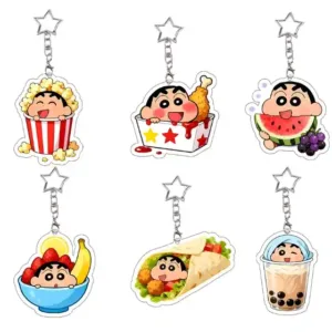 6 Set Shinnosuke Nohara Acrylic Keychain Crayon Shin-chan Food Bubble Tea Rice And Vegetable Móc Treo Đeo Thoại, Standee, Móc Khoá In Theo Yêu Cầu, Chất Liệu Mica Dày 4mm, Kích Thước 5.5 Cm, Có In Test Mẫu