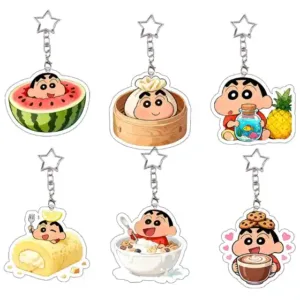 6 Set Shinnosuke Nohara Acrylic Keychain Crayon Shin-chan Food Bubble Tea Rice And Vegetable Móc Treo Đeo Thoại, Standee, Móc Khoá In Theo Yêu Cầu, Chất Liệu Mica Dày 4mm, Kích Thước 5.5 Cm, Có In Test Mẫu