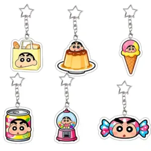 6 Set Shinnosuke Nohara Acrylic Keychain Crayon Shin-chan Food Bubble Tea Rice And Vegetable Móc Treo Đeo Thoại, Standee, Móc Khoá In Theo Yêu Cầu, Chất Liệu Mica Dày 4mm, Kích Thước 5.5 Cm, Có In Test Mẫu