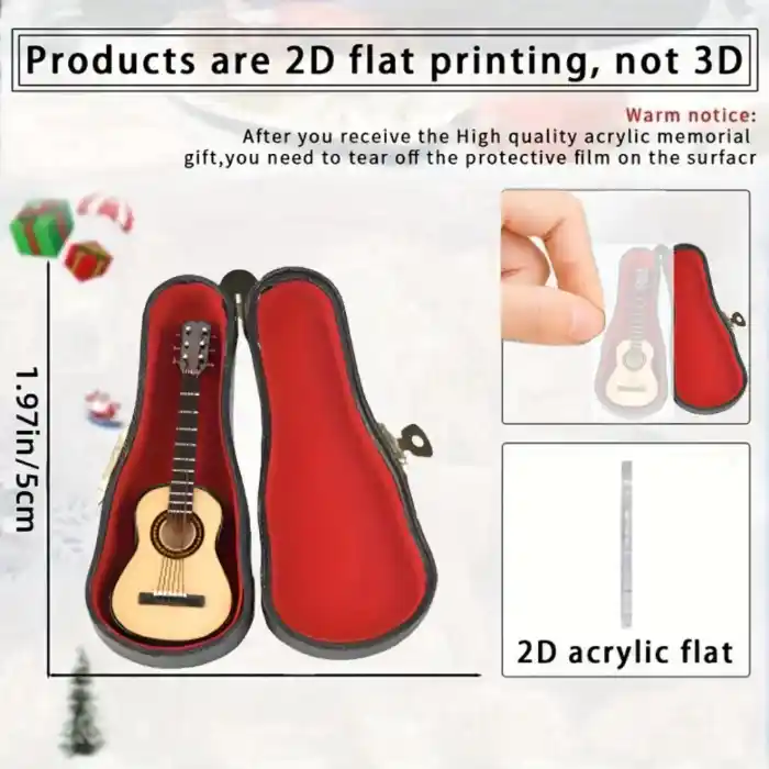 Acoustic Guitar With Case Pendant Keychain,2d Flat Acrylic Ornament,music Fans Gift,hanging Móc Treo Đeo Thoại, Standee, Móc Khoá In Theo Yêu Cầu, Chất Liệu Mica Dày 4mm, Kích Thước 5.5 Cm, Có In Test Mẫu