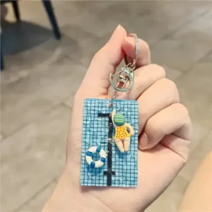 Acrylic Swimmer Girl Pool Keychain, Swimming Ring Figure Pendant, Decorative Backpack Bag Móc Treo Đeo Thoại, Standee, Móc Khoá In Theo Yêu Cầu, Chất Liệu Mica Dày 4mm, Kích Thước 5.5 Cm, Có In Test Mẫu