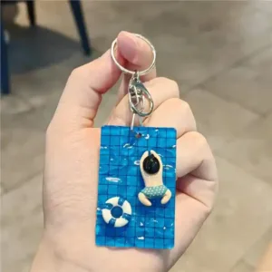 Acrylic Swimmer Girl Pool Keychain, Swimming Ring Figure Pendant, Decorative Backpack Bag Móc Treo Đeo Thoại, Standee, Móc Khoá In Theo Yêu Cầu, Chất Liệu Mica Dày 4mm, Kích Thước 5.5 Cm, Có In Test Mẫu