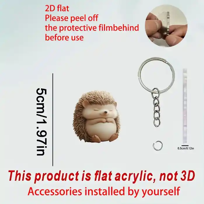 Adorable Hedgehog Keychain 2d Pendant Ornament Flat Acrylic Hanging Charm For Backpacks,car Móc Treo Đeo Thoại, Standee, Móc Khoá In Theo Yêu Cầu, Chất Liệu Mica Dày 4mm, Kích Thước 5.5 Cm, Có In Test Mẫu