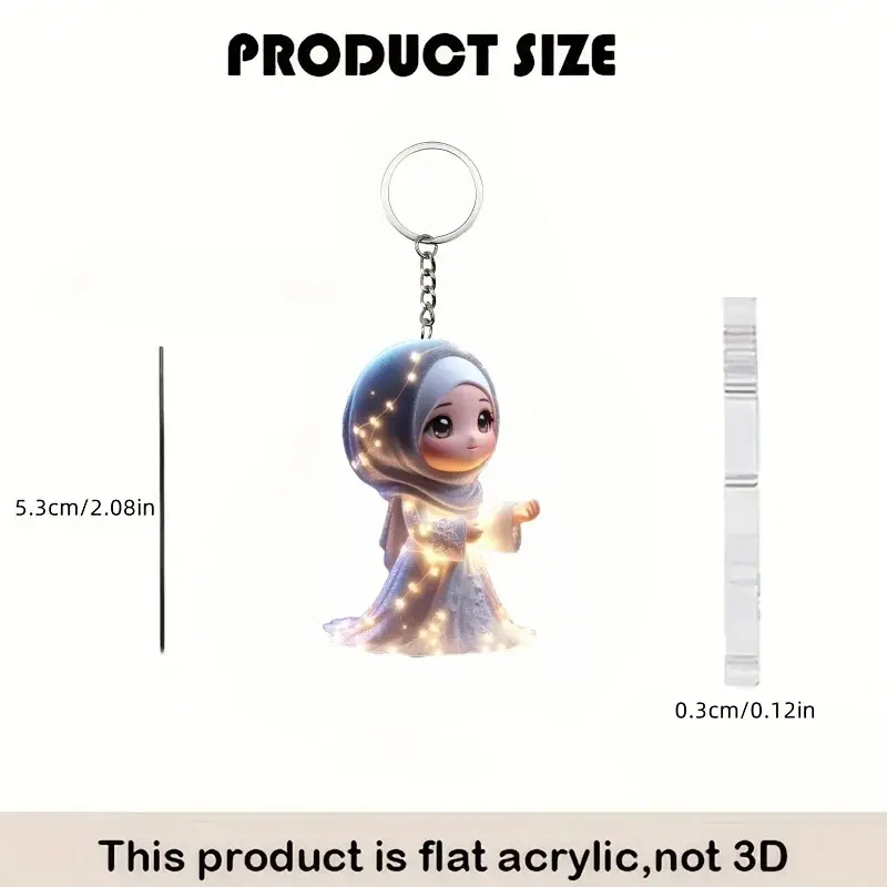 Angel With Sparkling Lights Keychain 2d Whimsical Pendant Flat Acrylic Ornament Hanging Decor Móc Treo Đeo Thoại, Standee, Móc Khoá In Theo Yêu Cầu, Chất Liệu Mica Dày 4mm, Kích Thước 5.5 Cm, Có In Test Mẫu