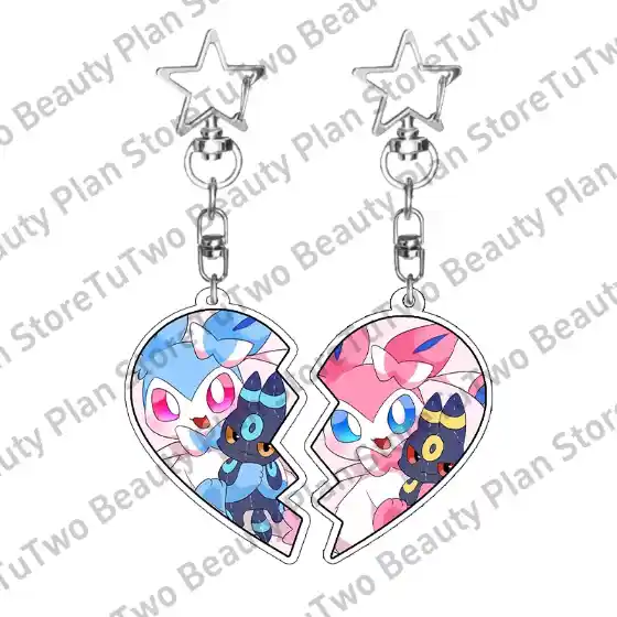 Anime 2pcs Cartoon Eevee Leafeon Vaporeon Flareon Couple Keychain Acrylic Pendant Girl Boy Móc Treo Đeo Thoại, Standee, Móc Khoá In Theo Yêu Cầu, Chất Liệu Mica Dày 4mm, Kích Thước 5.5 Cm, Có In Test Mẫu
