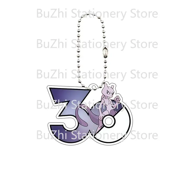 Anime Cartoon Mewtwo Pkm 30th Anniversary Logo Keychain Backpack Acrylic Key Ring Accessories Móc Treo Đeo Thoại, Standee, Móc Khoá In Theo Yêu Cầu, Chất Liệu Mica Dày 4mm, Kích Thước 5.5 Cm, Có In Test Mẫu