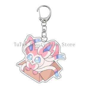 Anime Creative Cardboard Box Flareon Glaceon Umbreon Jolteon Flareon Leafeon Eevee Acrylic Móc Treo Đeo Thoại, Standee, Móc Khoá In Theo Yêu Cầu, Chất Liệu Mica Dày 4mm, Kích Thước 5.5 Cm, Có In Test Mẫu