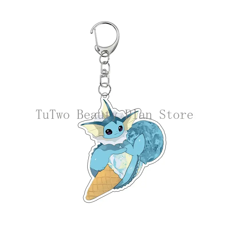 Anime Creative Eevee Ice Cream Cone Style Acrylic Keychain Cartoon Umbreon Flareon Sylveon Móc Treo Đeo Thoại, Standee, Móc Khoá In Theo Yêu Cầu, Chất Liệu Mica Dày 4mm, Kích Thước 5.5 Cm, Có In Test Mẫu