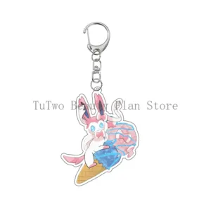 Anime Creative Eevee Ice Cream Cone Style Acrylic Keychain Cartoon Umbreon Flareon Sylveon Móc Treo Đeo Thoại, Standee, Móc Khoá In Theo Yêu Cầu, Chất Liệu Mica Dày 4mm, Kích Thước 5.5 Cm, Có In Test Mẫu