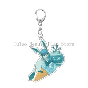 Anime Creative Eevee Ice Cream Cone Style Acrylic Keychain Cartoon Umbreon Flareon Sylveon Móc Treo Đeo Thoại, Standee, Móc Khoá In Theo Yêu Cầu, Chất Liệu Mica Dày 4mm, Kích Thước 5.5 Cm, Có In Test Mẫu