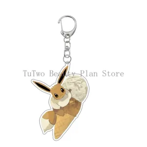 Anime Creative Eevee Ice Cream Cone Style Acrylic Keychain Cartoon Umbreon Flareon Sylveon Móc Treo Đeo Thoại, Standee, Móc Khoá In Theo Yêu Cầu, Chất Liệu Mica Dày 4mm, Kích Thước 5.5 Cm, Có In Test Mẫu
