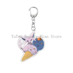 Anime Creative Eevee Ice Cream Cone Style Acrylic Keychain Cartoon Umbreon Flareon Sylveon Móc Treo Đeo Thoại, Standee, Móc Khoá In Theo Yêu Cầu, Chất Liệu Mica Dày 4mm, Kích Thước 5.5 Cm, Có In Test Mẫu