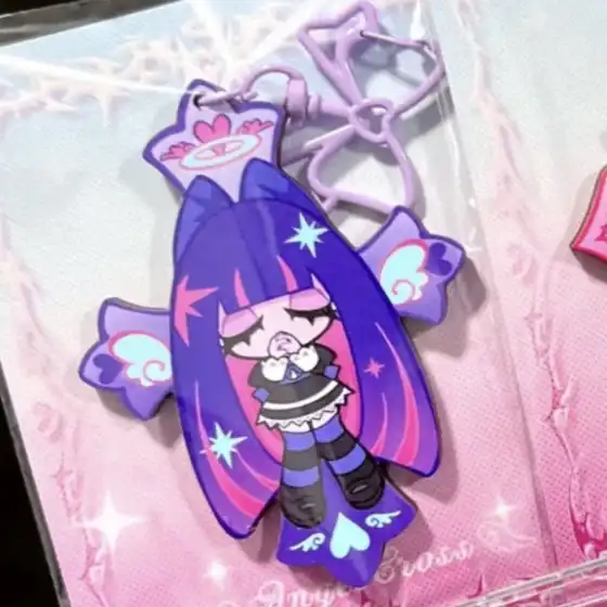 Anime Panty Stocking With Garterbelt Stocking Panty Cosplay Keychain Kawaii Acrylic Pendant Móc Treo Đeo Thoại, Standee, Móc Khoá In Theo Yêu Cầu, Chất Liệu Mica Dày 4mm, Kích Thước 5.5 Cm, Có In Test Mẫu