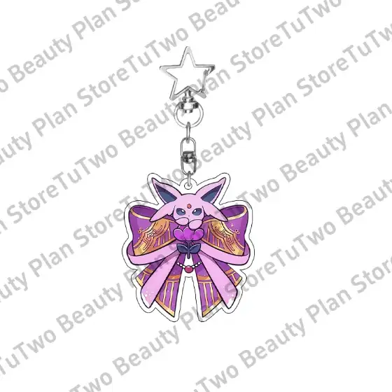 Anime Star Charm Vaporeon Flareon Espeon Sylveon Eevee Bow Shape Acrylic Keychain Accessories Móc Treo Đeo Thoại, Standee, Móc Khoá In Theo Yêu Cầu, Chất Liệu Mica Dày 4mm, Kích Thước 5.5 Cm, Có In Test Mẫu