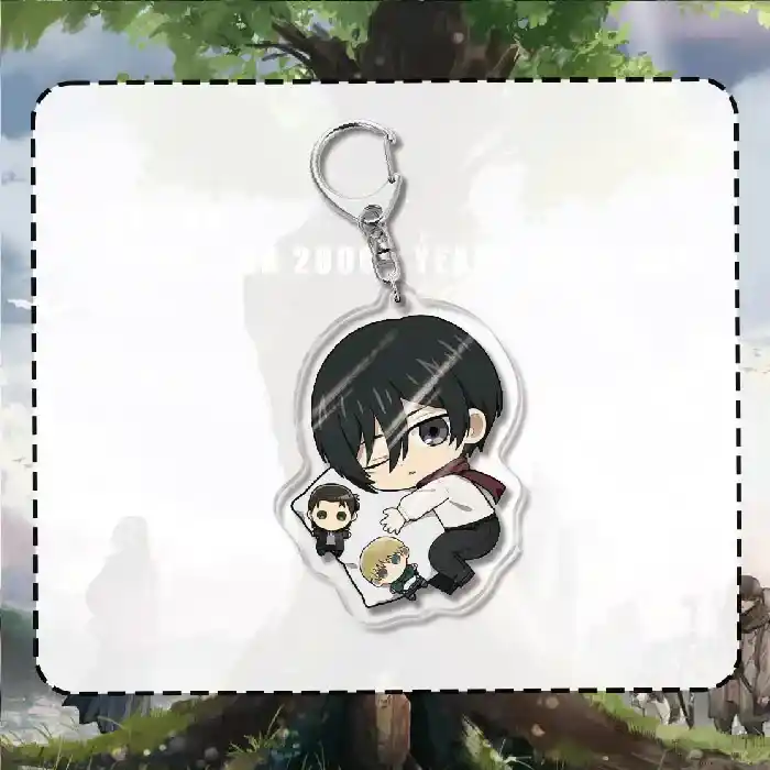 Attacking Giants Sleep Ver. Levi Q Acrylic Keychain Erwin Figurine Acrylic Pendant Móc Treo Đeo Thoại, Standee, Móc Khoá In Theo Yêu Cầu, Chất Liệu Mica Dày 4mm, Kích Thước 5.5 Cm, Có In Test Mẫu