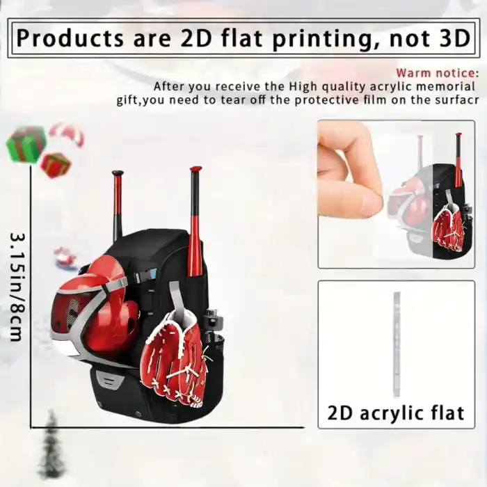 Baseball Equipment Pendant Keychain, Sports Theme 2d Flat Acrylic Ornament Charms, Hanging Móc Treo Đeo Thoại, Standee, Móc Khoá In Theo Yêu Cầu, Chất Liệu Mica Dày 4mm, Kích Thước 5.5 Cm, Có In Test Mẫu