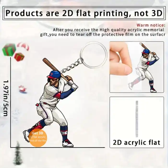 Baseball Player Pendant Keychain Men's Baseballer 2d Flat Acrylic Ornament Charms Hanging Móc Treo Đeo Thoại, Standee, Móc Khoá In Theo Yêu Cầu, Chất Liệu Mica Dày 4mm, Kích Thước 5.5 Cm, Có In Test Mẫu