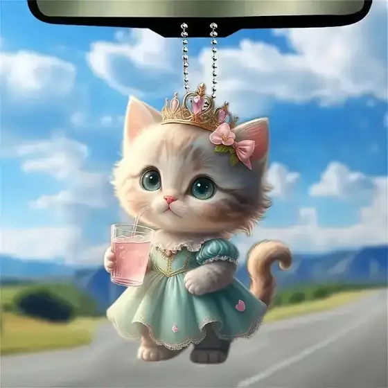 Beautiful Cute Adorable 2d Acrylic Flat Cat Pendant Or Cars Bags And Keys Hanging Ornament Móc Treo Đeo Thoại, Standee, Móc Khoá In Theo Yêu Cầu, Chất Liệu Mica Dày 4mm, Kích Thước 5.5 Cm, Có In Test Mẫu