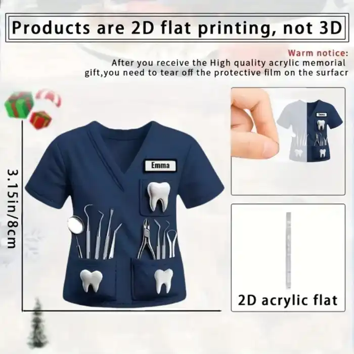 Blue Dentist Costume Pendant Keychain,doctor Themed 2d Flat Acrylic Ornament Charms,hanging Móc Treo Đeo Thoại, Standee, Móc Khoá In Theo Yêu Cầu, Chất Liệu Mica Dày 4mm, Kích Thước 5.5 Cm, Có In Test Mẫu